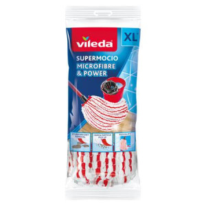 Náhradná hlavica, VILEDA Supermocio Microfiber&Power, biela-červená
